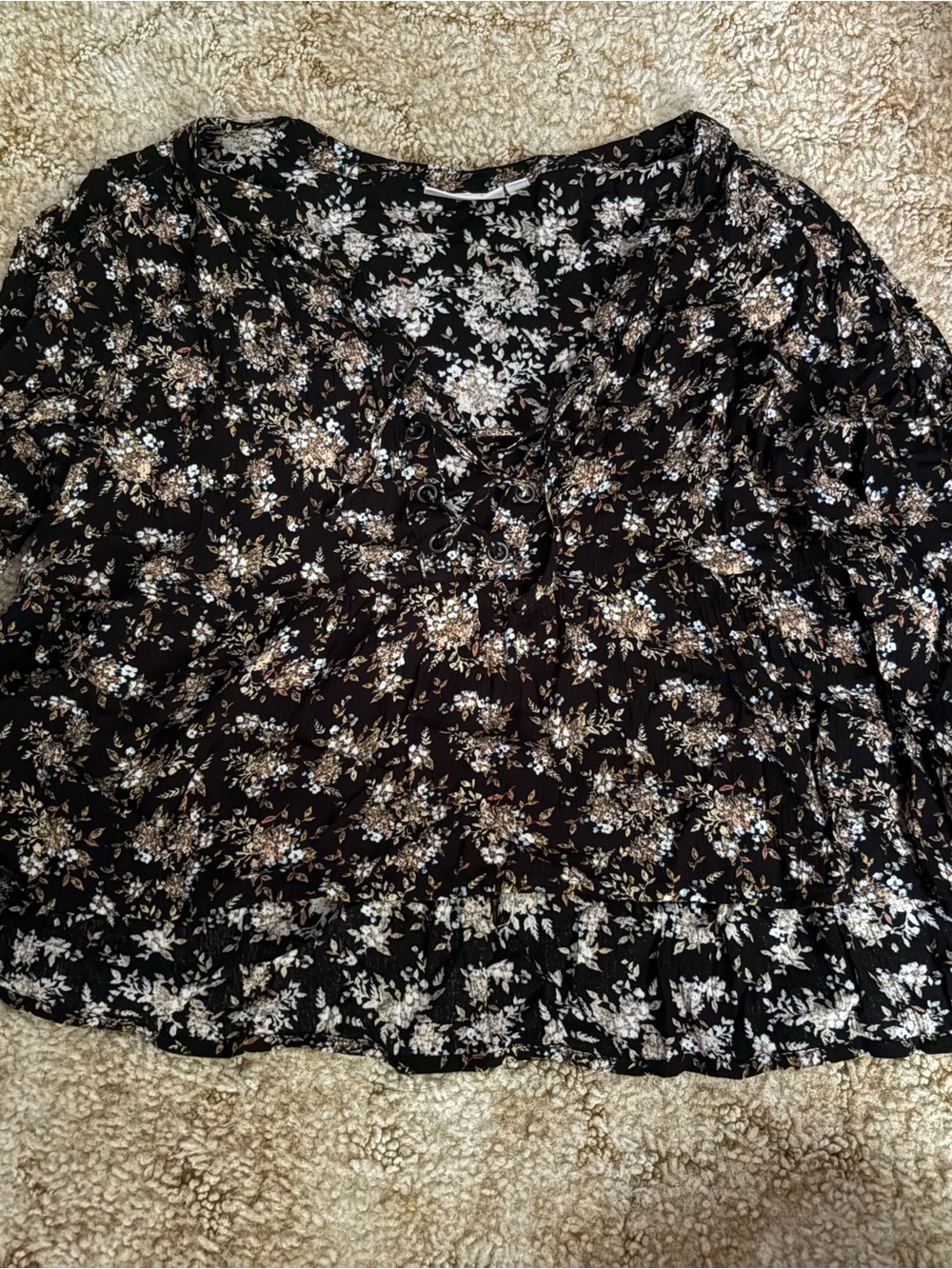 Floral Cross-Neck Blouse